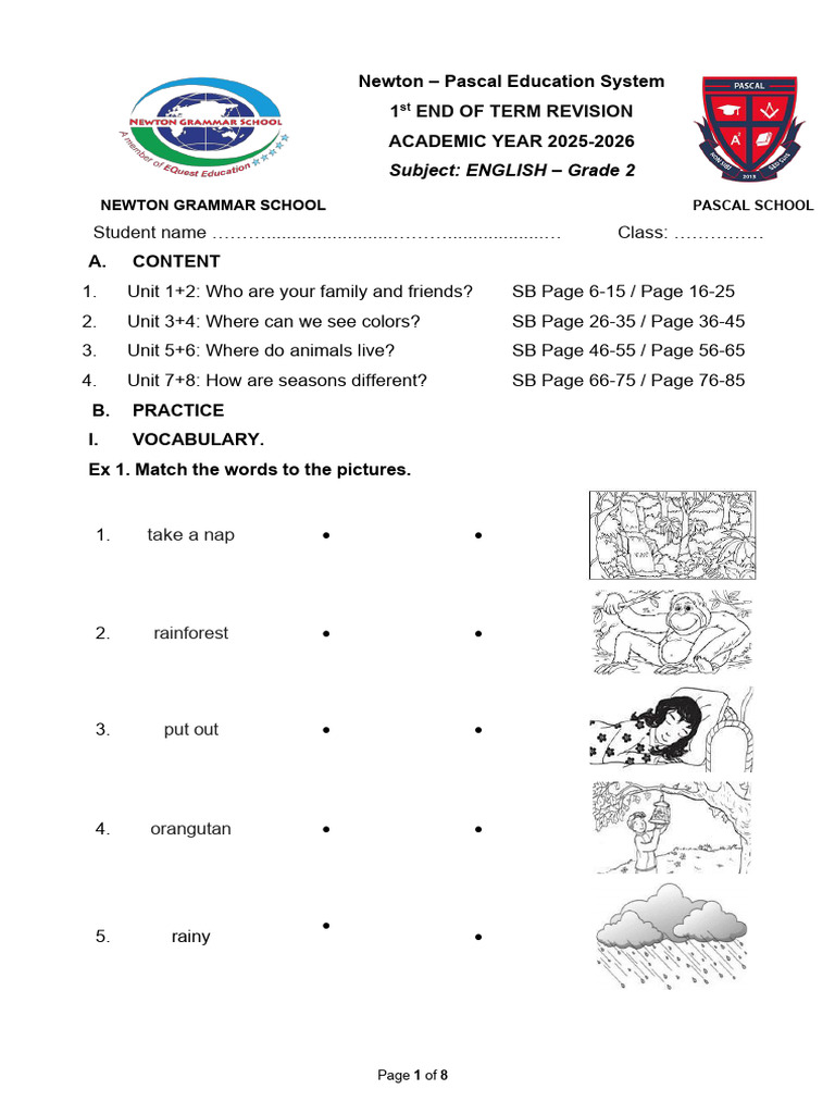 Grade 2 English Revision Guide | PDF
