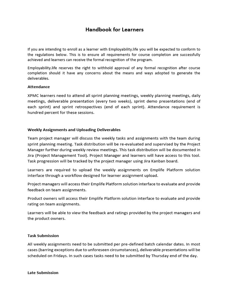 Employability.life Learner Handbook | PDF | Scrum (Software Development)