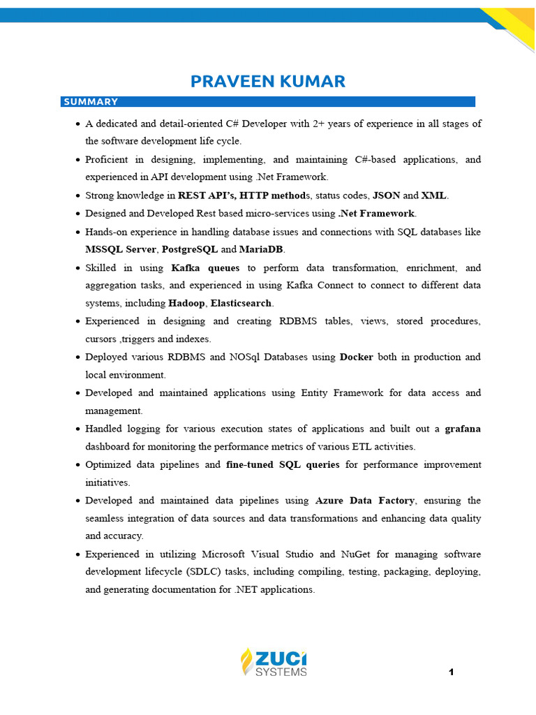 Praveen Kumar | PDF | Microsoft Sql Server | Databases