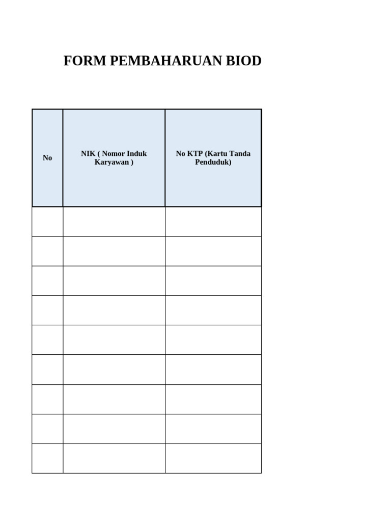 Form Pembaruan Biodata Karyawan | PDF
