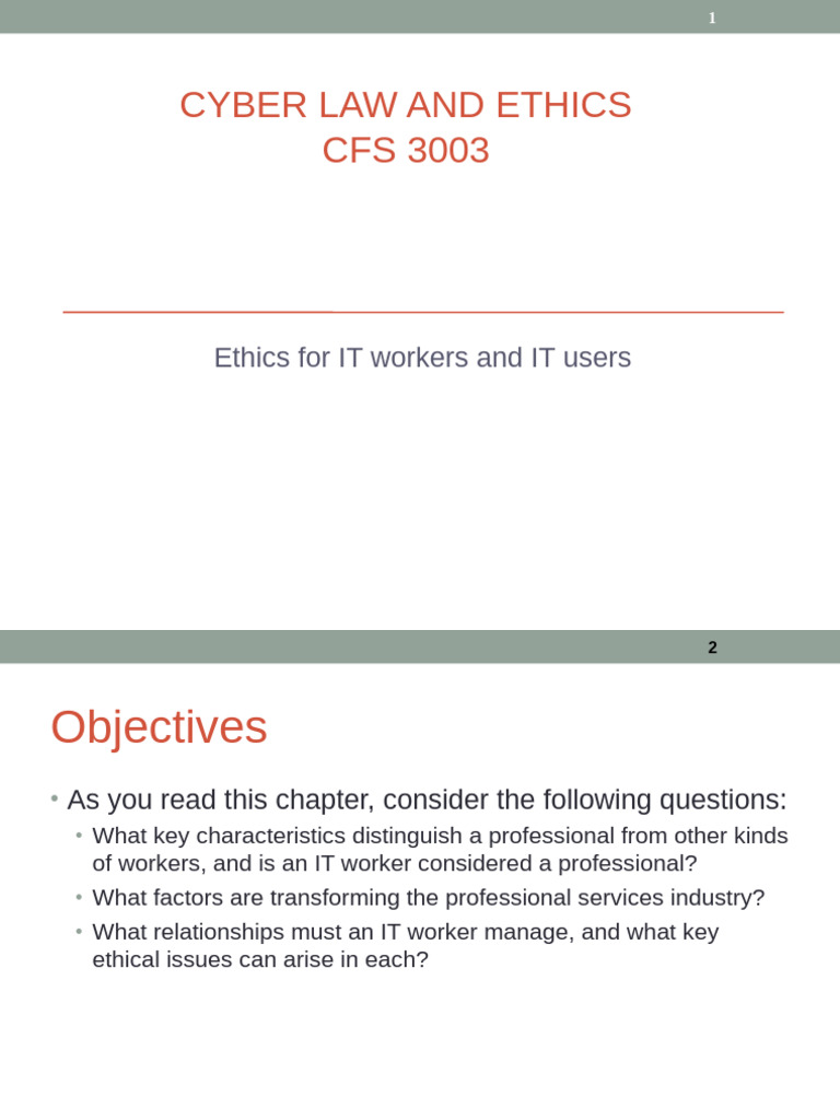LO5 -Ethics for IT Workers and IT Users (1) | PDF | Duty Of Care | Bribery