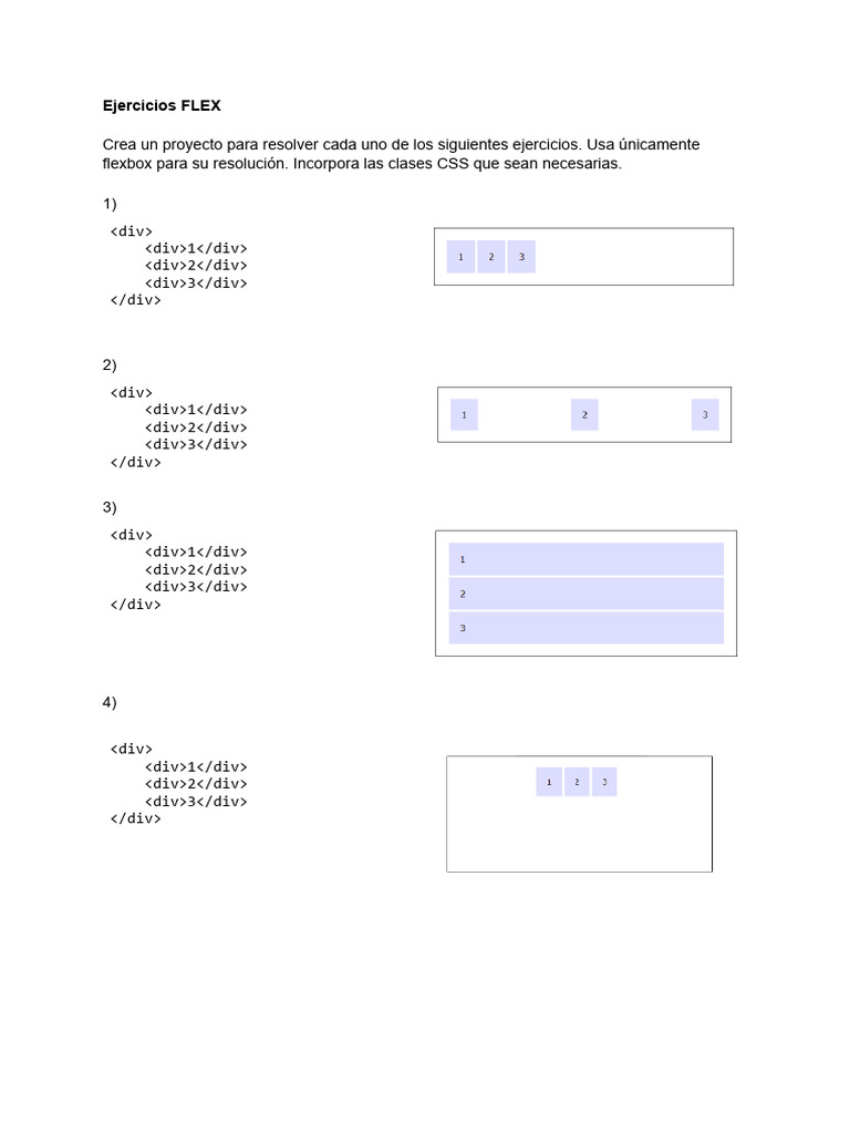 Ejercicios Prácticos de Flexbox | PDF