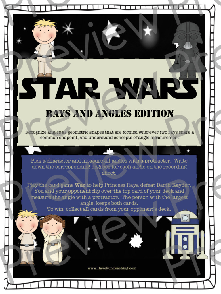 Star Wars Rays and Angles Activity Preview | PDF | Angle | Euclid