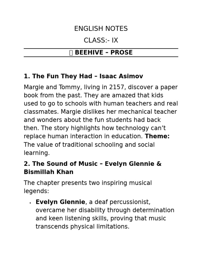 English Notes For Class Ix | PDF | Poetry