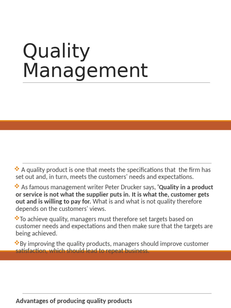 Quality Management Strategies Explained | PDF | Production And ...