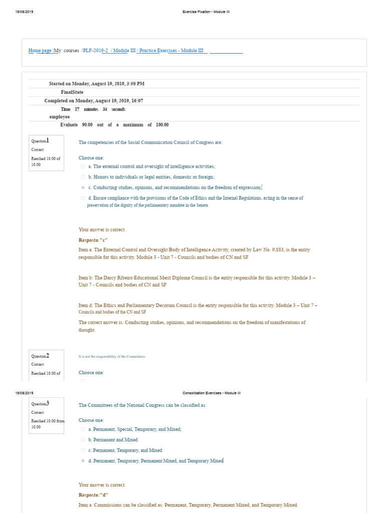 Module III Practice Exercises Results | PDF | Bill (Law) | United ...