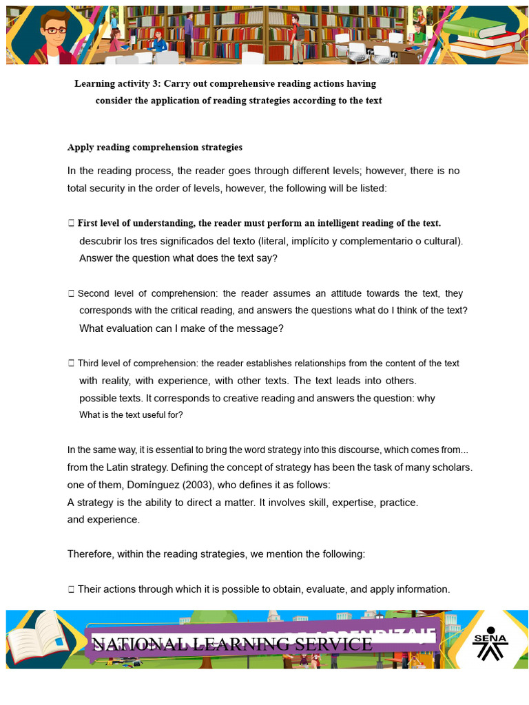 Reading Comprehension Strategies Guide | PDF | Reading Comprehension ...