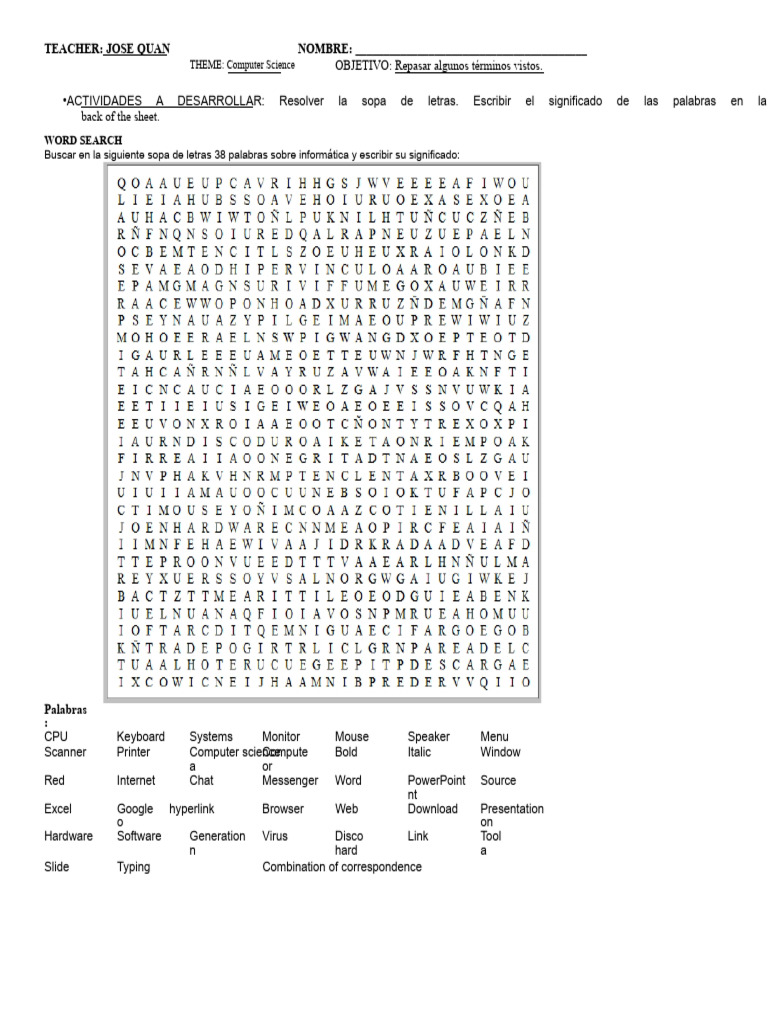 Word Search - Computer Science | PDF