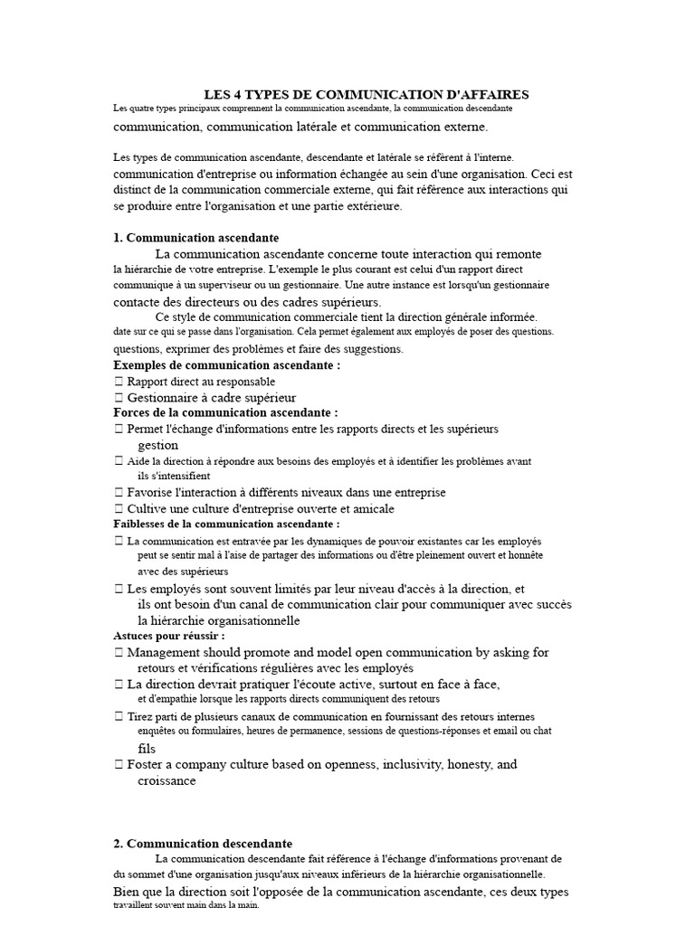 Types de communication d'affaires expliqués | PDF | Business