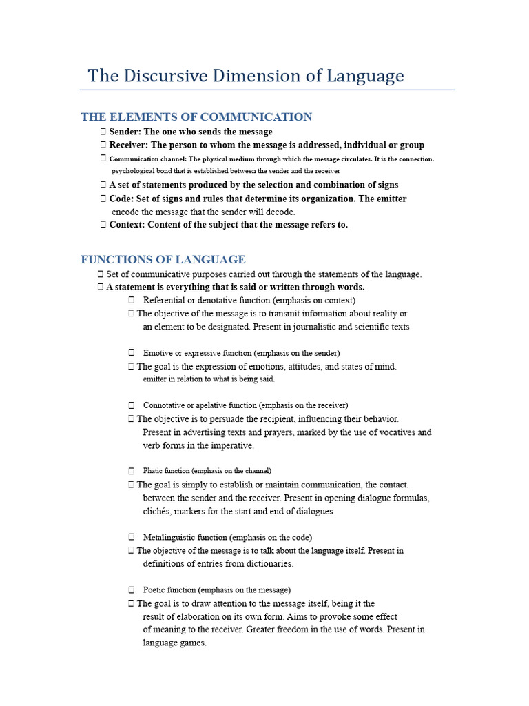 The Discursive Dimension of Language | PDF