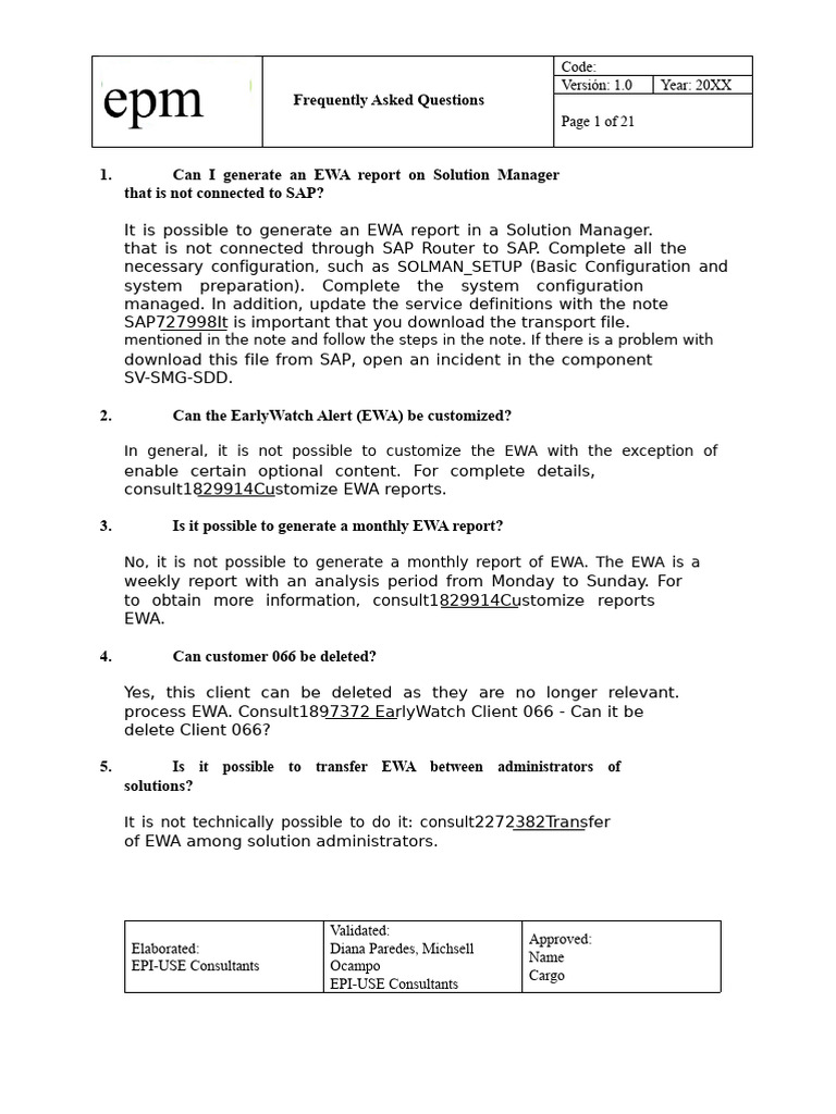 EWA Report Generation FAQs for SAP | PDF | Computing | Software