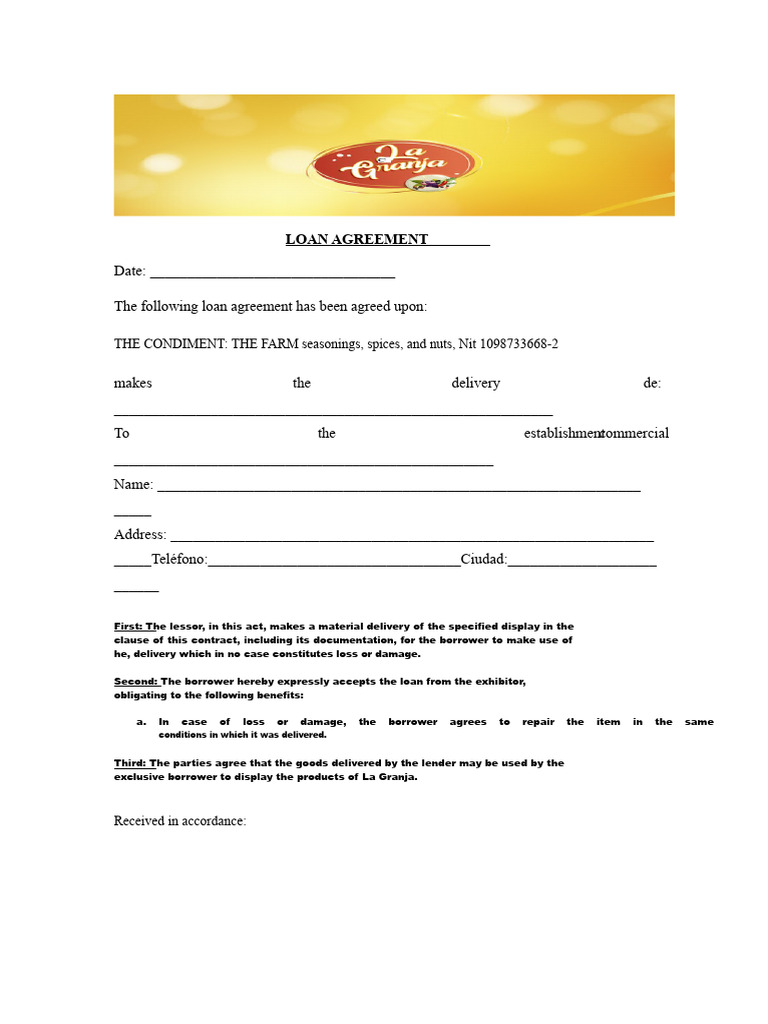 Loan Agreement for Display Items | PDF