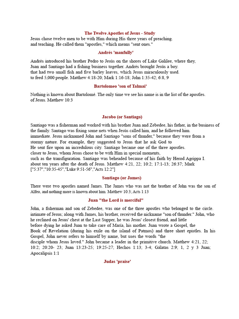 The Twelve Apostles of Jesus Explained | PDF | Saint Peter | John The ...