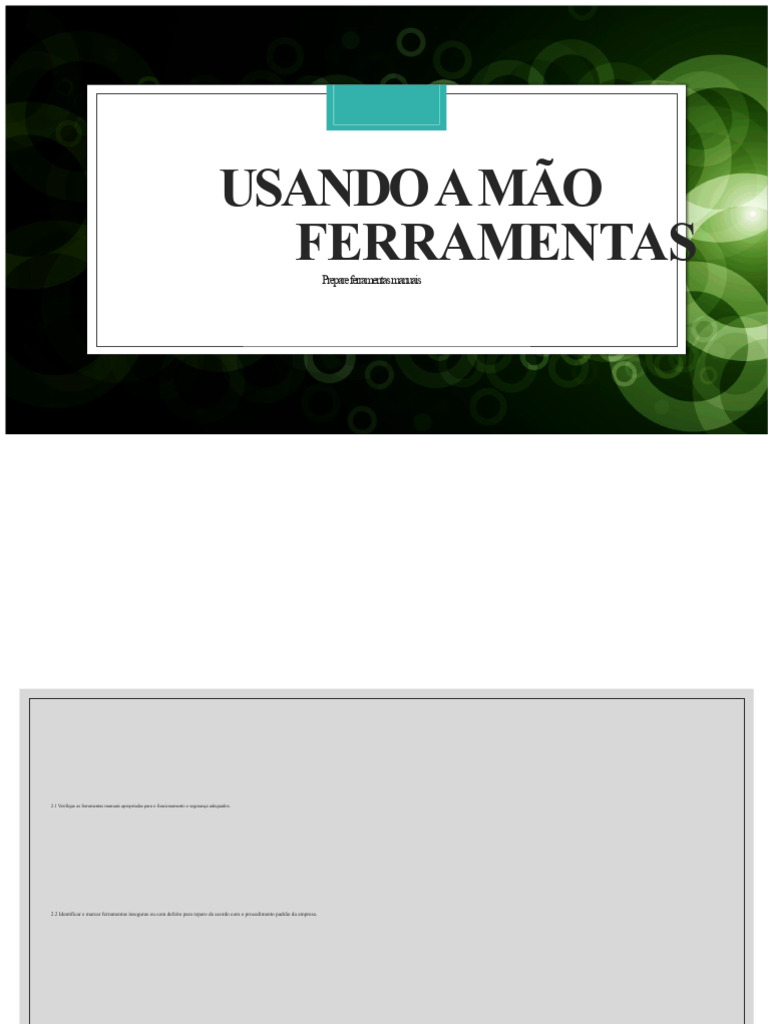 Segurança no Uso de Ferramentas Manuais | PDF