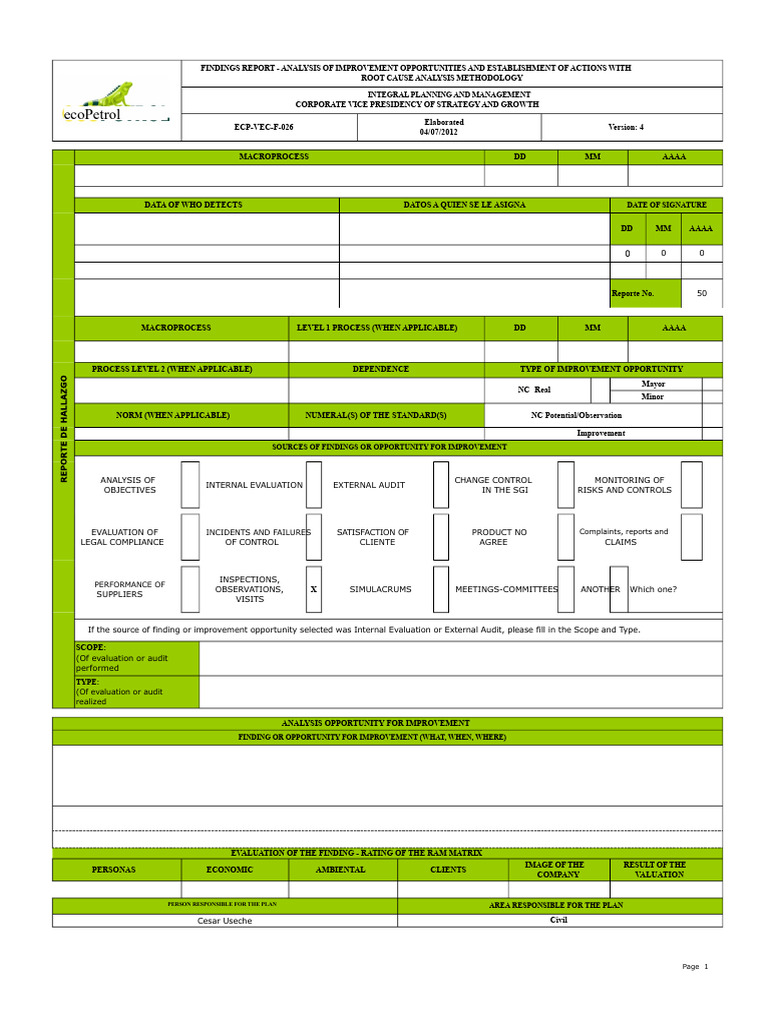 Findings Report - Analysis of Improvement Opportunities and Actions ...