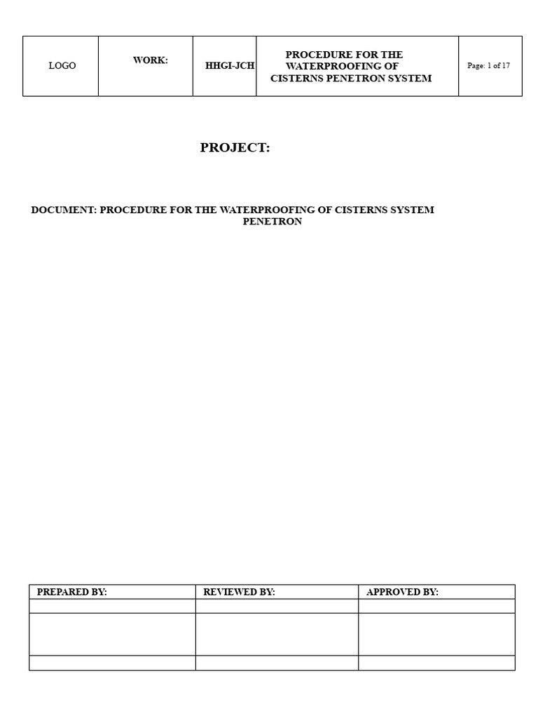 Cistern Waterproofing Procedure Guide | PDF | Concrete | Water
