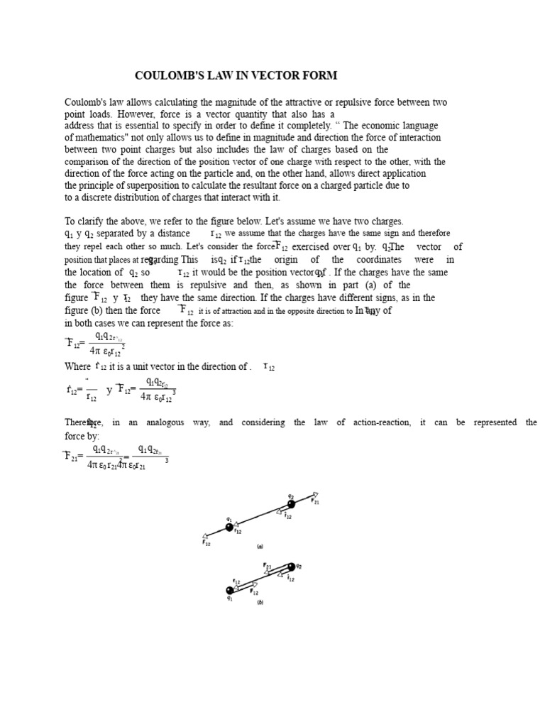 Coulomb's Law in Vector Form | PDF | Force | Physical Quantities