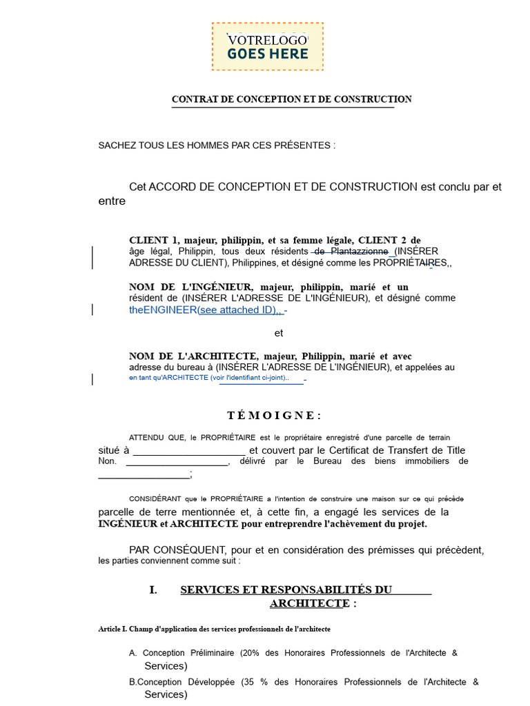 Contrat de conception et construction maison | PDF | Architecte | Béton