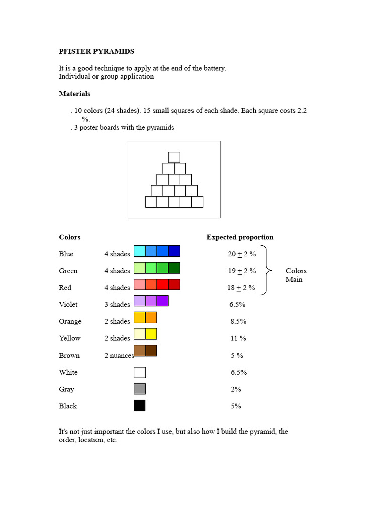 Pfister Pyramids Color Test Guide | PDF | Color