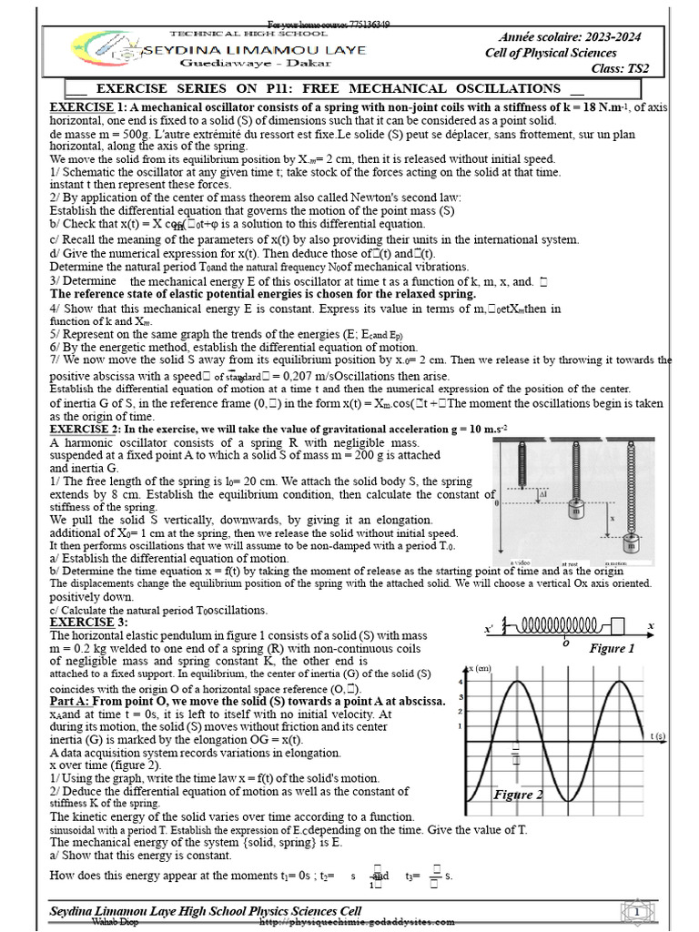 Mechanical Oscillations Exercises 2023-2024 | PDF | Oscillation | Mechanics