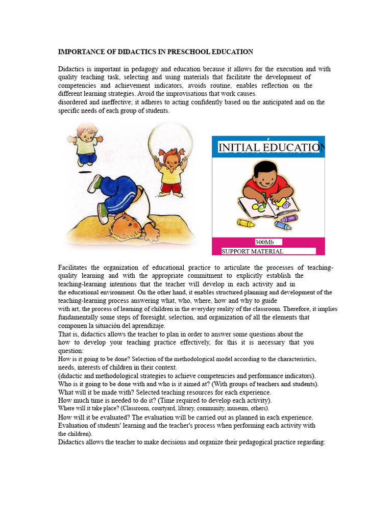 Didactics in Preschool Education Essentials | PDF | Learning | Teaching ...