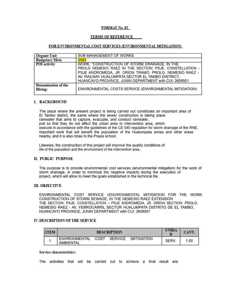 Environmental Cost Services for Storm Drainage | PDF | Occupational ...
