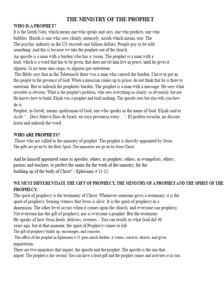 Understanding the Prophetic Ministry | PDF | Prophecy | Prophet