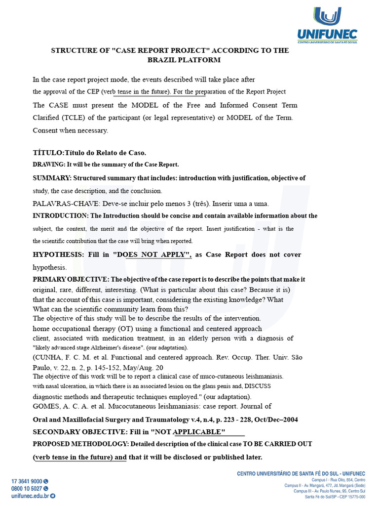 Case Report Project Structure Brazil | PDF | Methodology | Medical ...