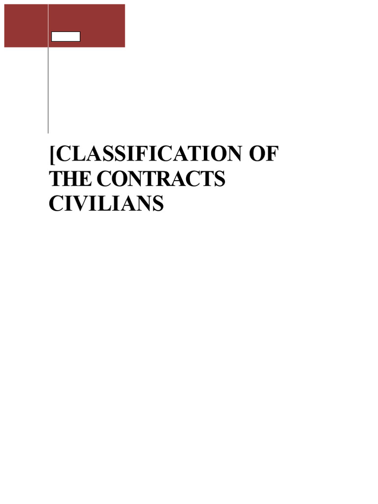 Classification of Civil Contracts Guide | PDF | Property | Money