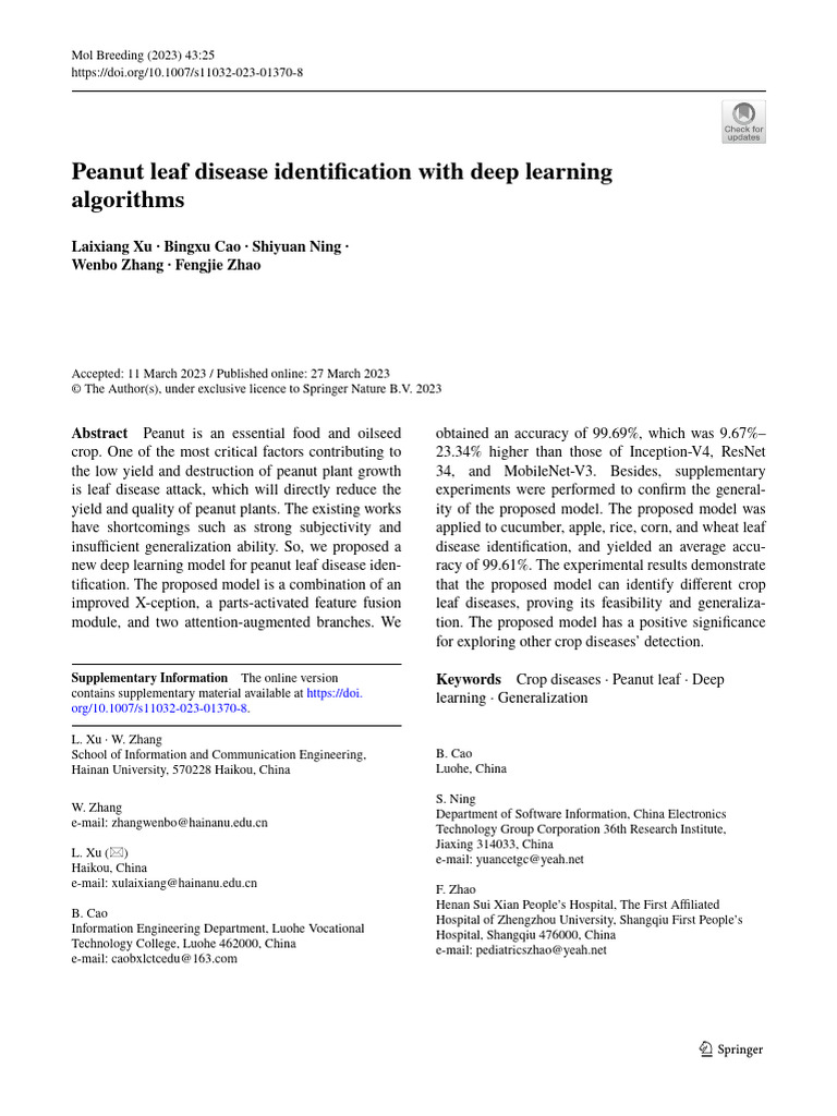 1 - Peanut Leaf Disease Identifcation With Deep Learning | PDF ...