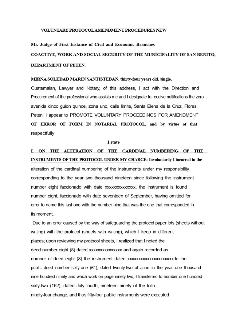 Notarial Protocol Amendment Request | PDF | Evidence | Justice