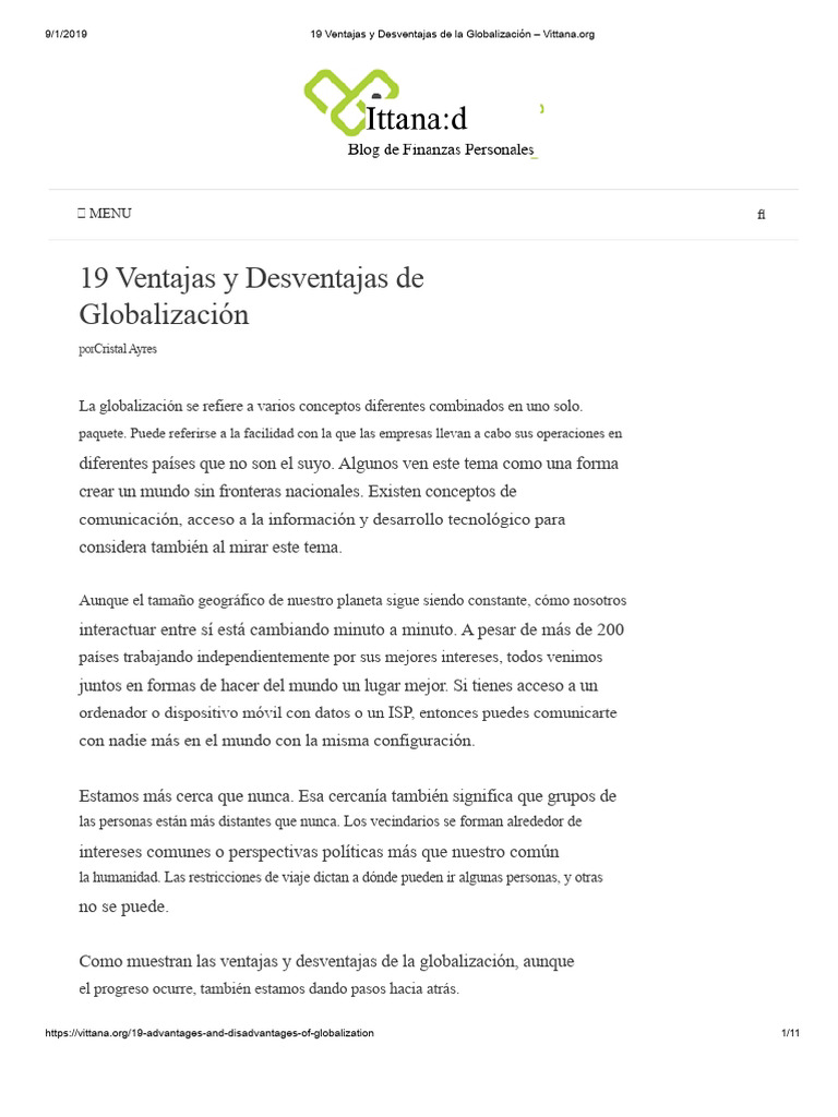 Ventajas y Desventajas de la Globalización | PDF | Globalización | Pobreza