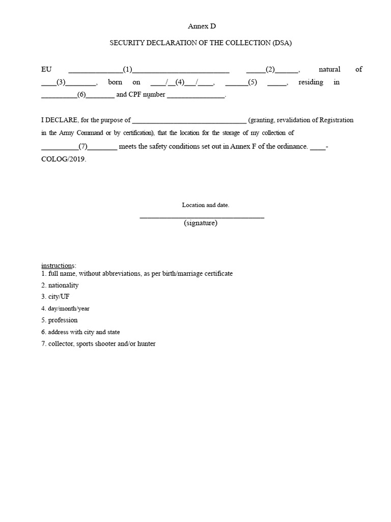 Security Declaration for Collection EU | PDF
