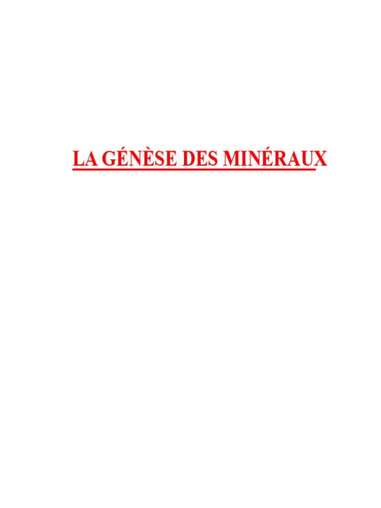 Genèse et formation des minéraux | PDF | Géologie | Minéral