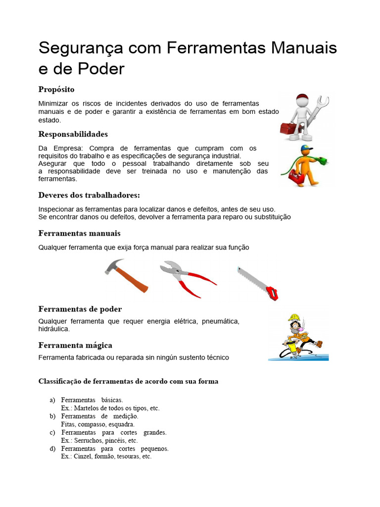 Segurança no Uso de Ferramentas Manuais | PDF | Ferramentas | Martelo