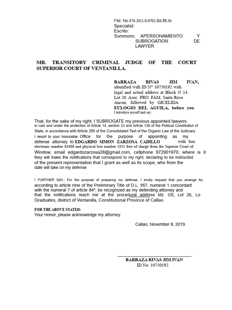 Subrogation Request for Legal Defense | PDF | Lawyer | Justice