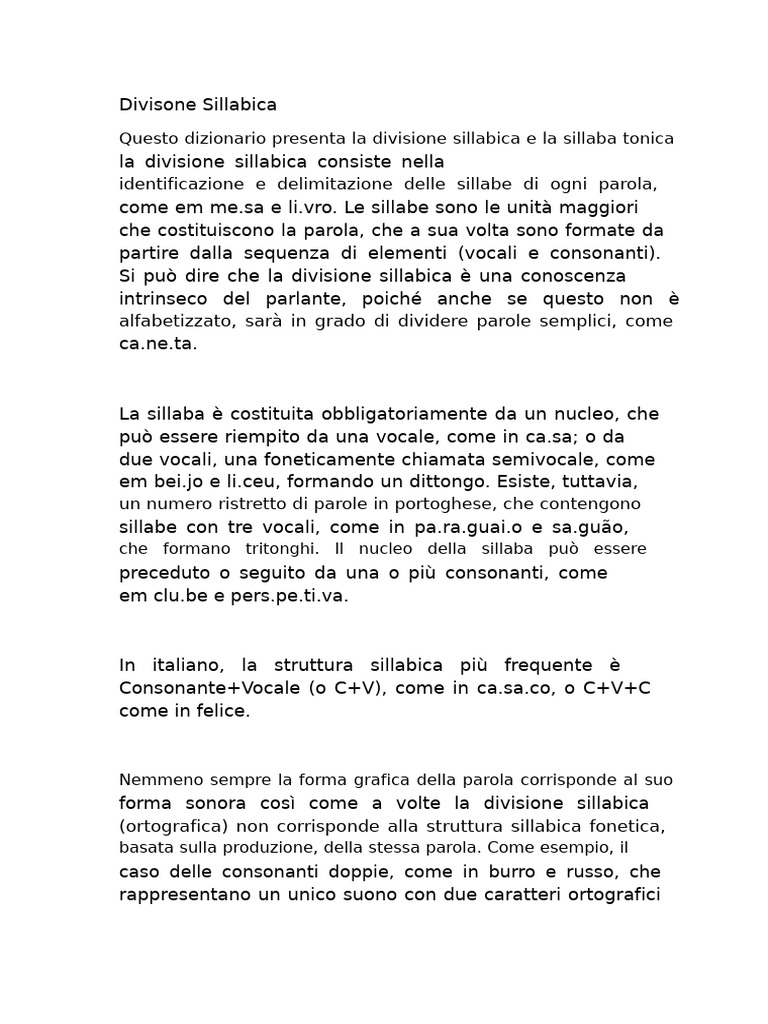 Divisione Sillabica | PDF