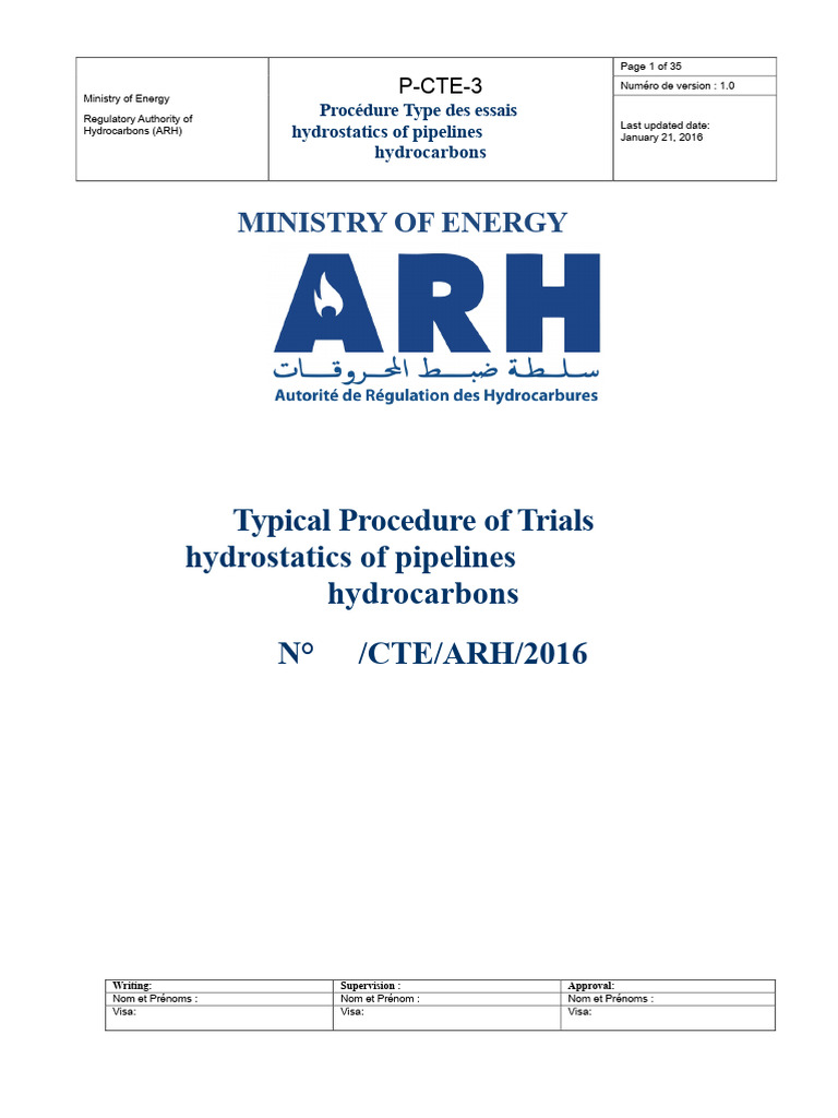 Hydrostatic Testing Procedure for Pipelines | PDF | Pressure ...