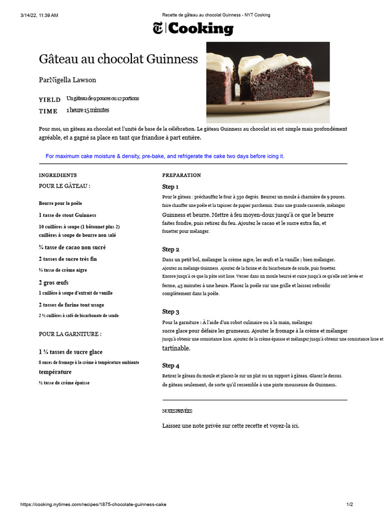 Gâteau au chocolat Guinness facile | PDF | Chocolat | Gâteaux