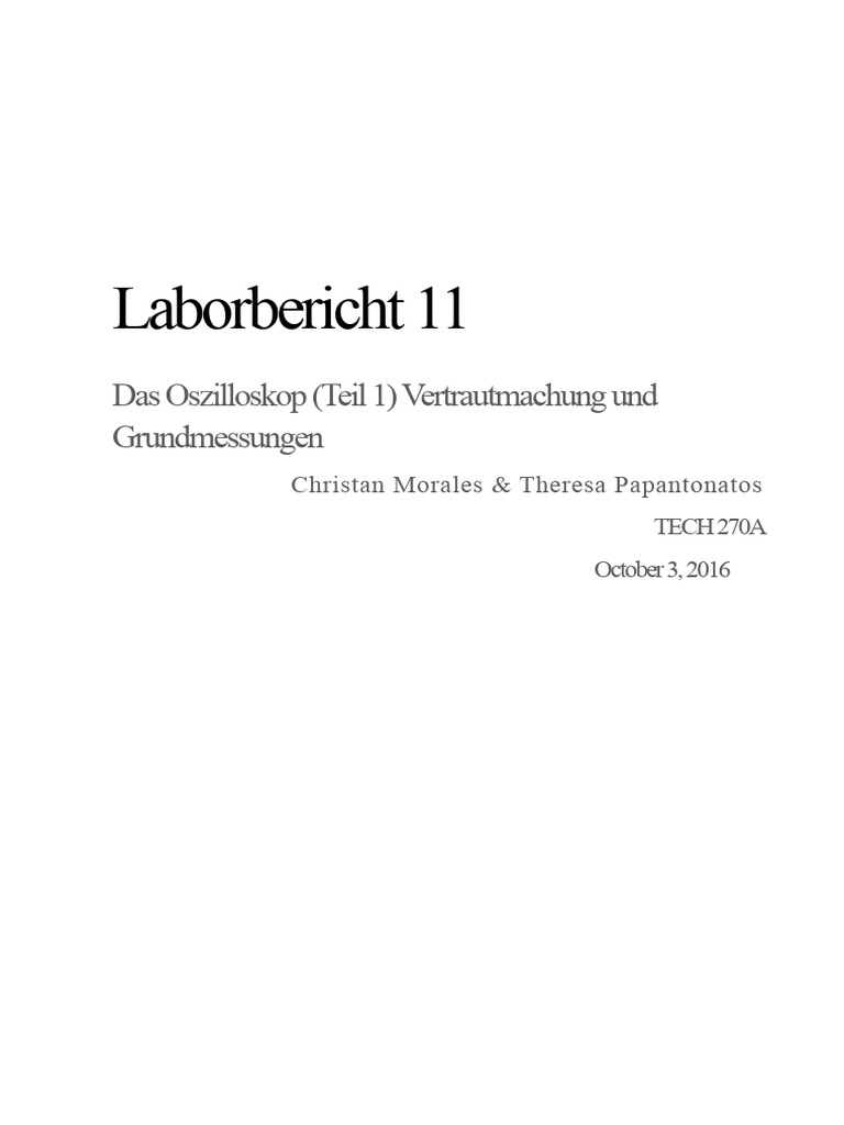 Laborbericht 11 Das Oszilloskop Teil 1 Fa | PDF