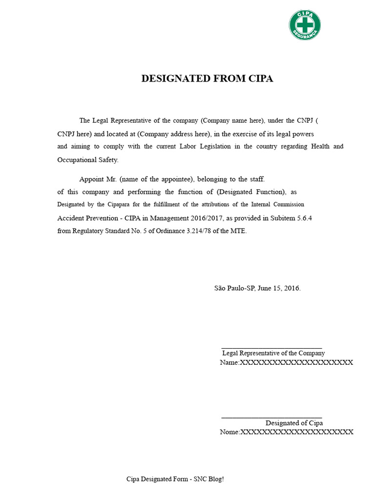 CIPA Designation Letter Template | PDF