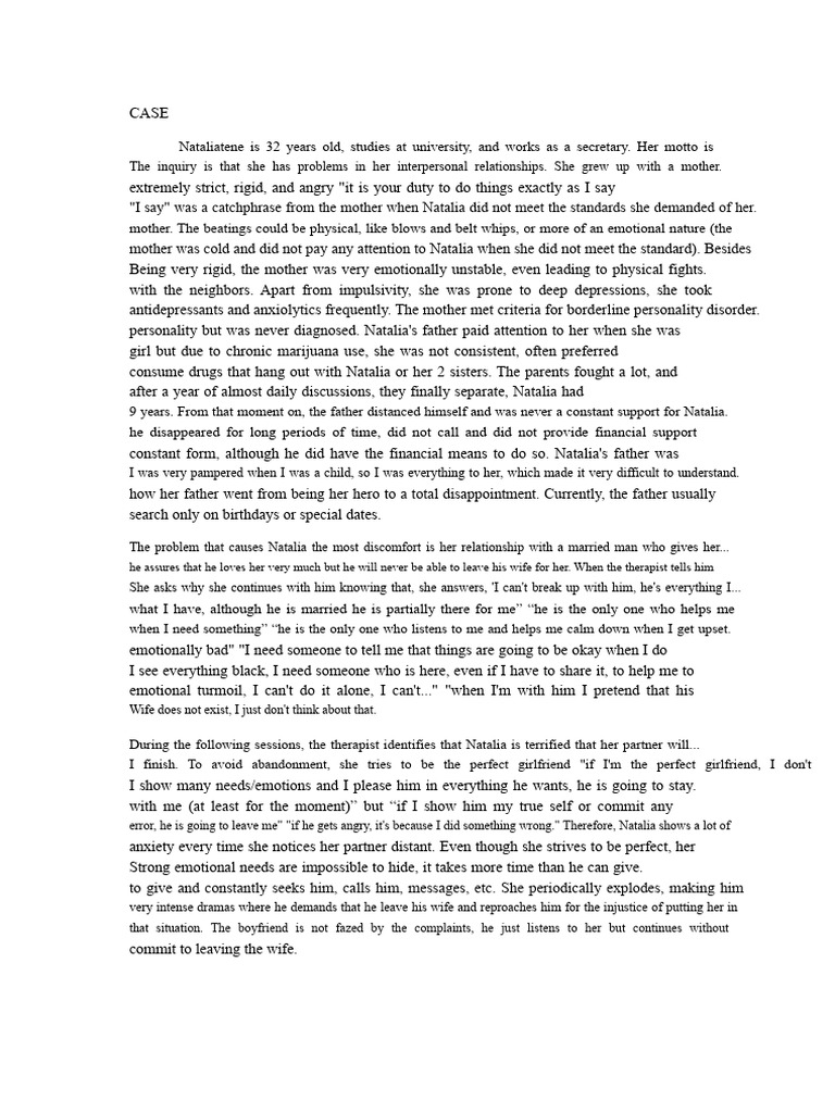TLP case example of a case | PDF | Borderline Personality Disorder ...