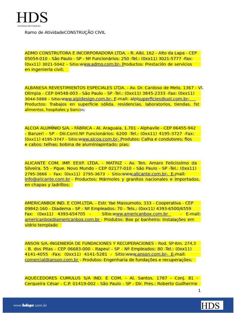 Constructoras - SP | PDF | Materiales