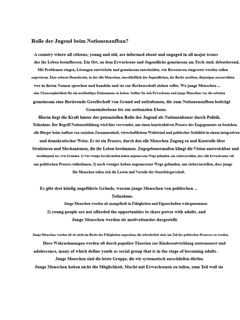 Die Rolle Der Jugend Im Nation Building | PDF