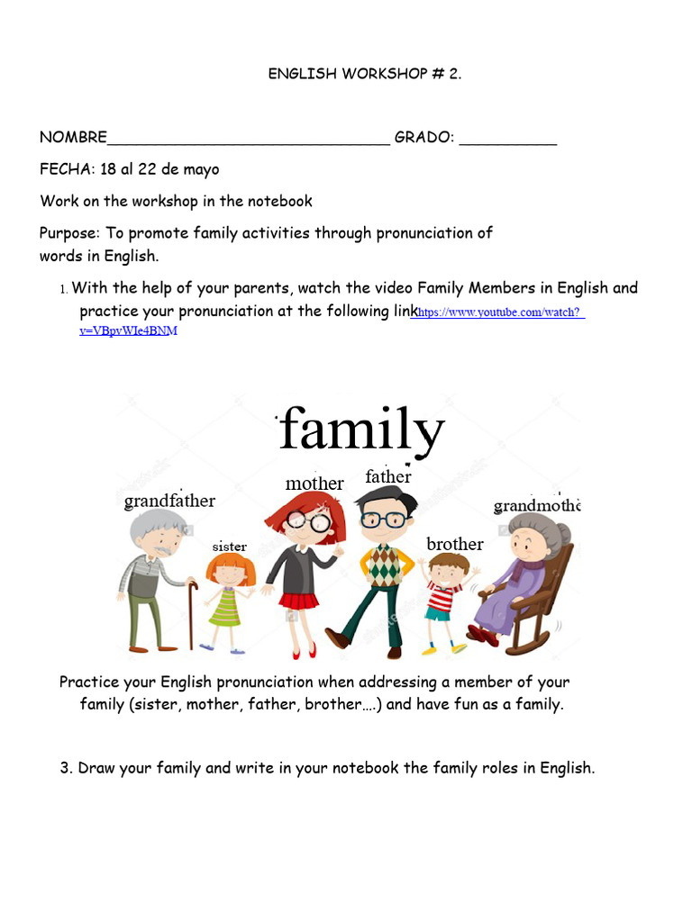 ENGLISH WORKSHOP No. 2 THE FAMILY | PDF