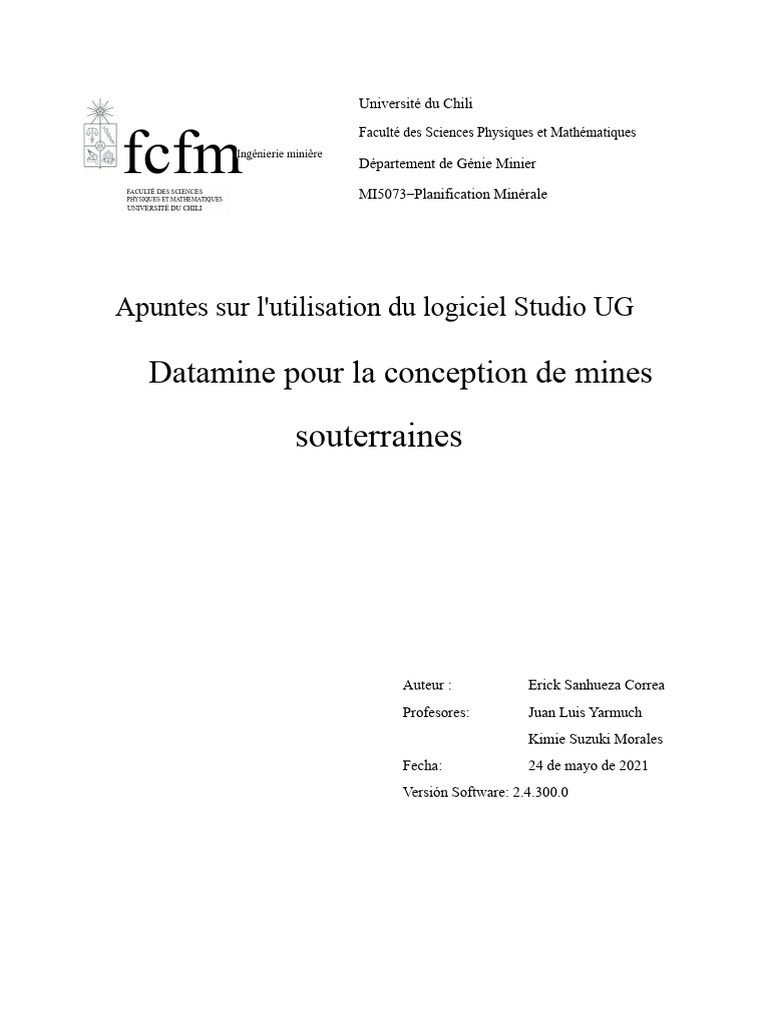 Guide sur Studio UG Datamine pour Mines | PDF | Workflow | Planification