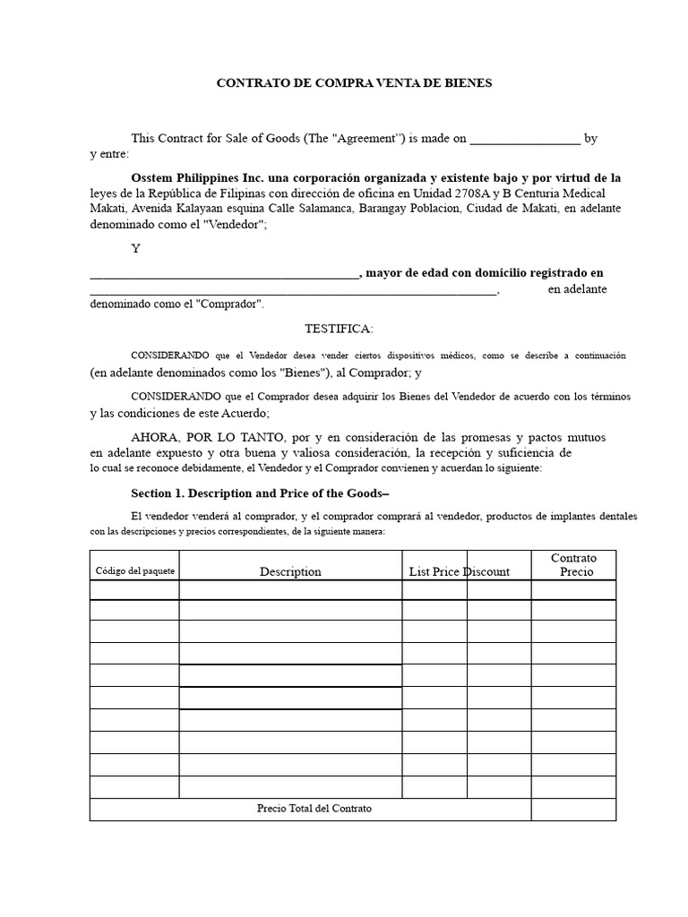 Contrato de Venta de Bienes | PDF