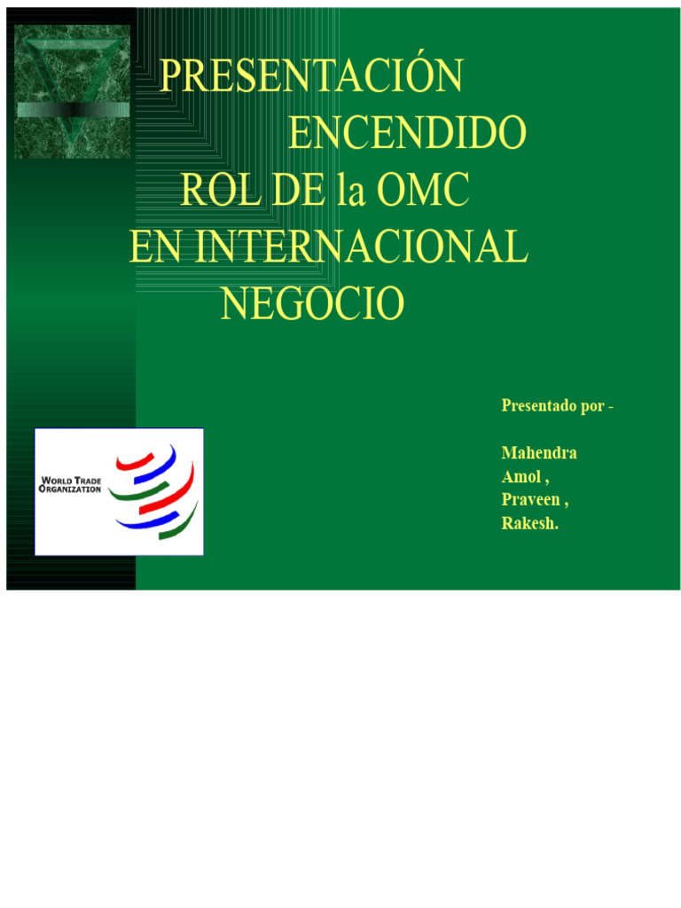 Rol y Logros de la OMC en el Comercio | PDF | Organización de Comercio ...