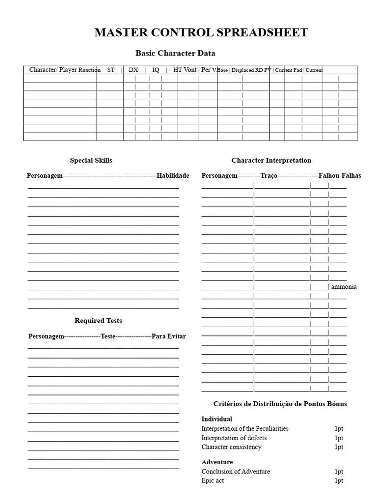 Master Control Spreadsheet | PDF