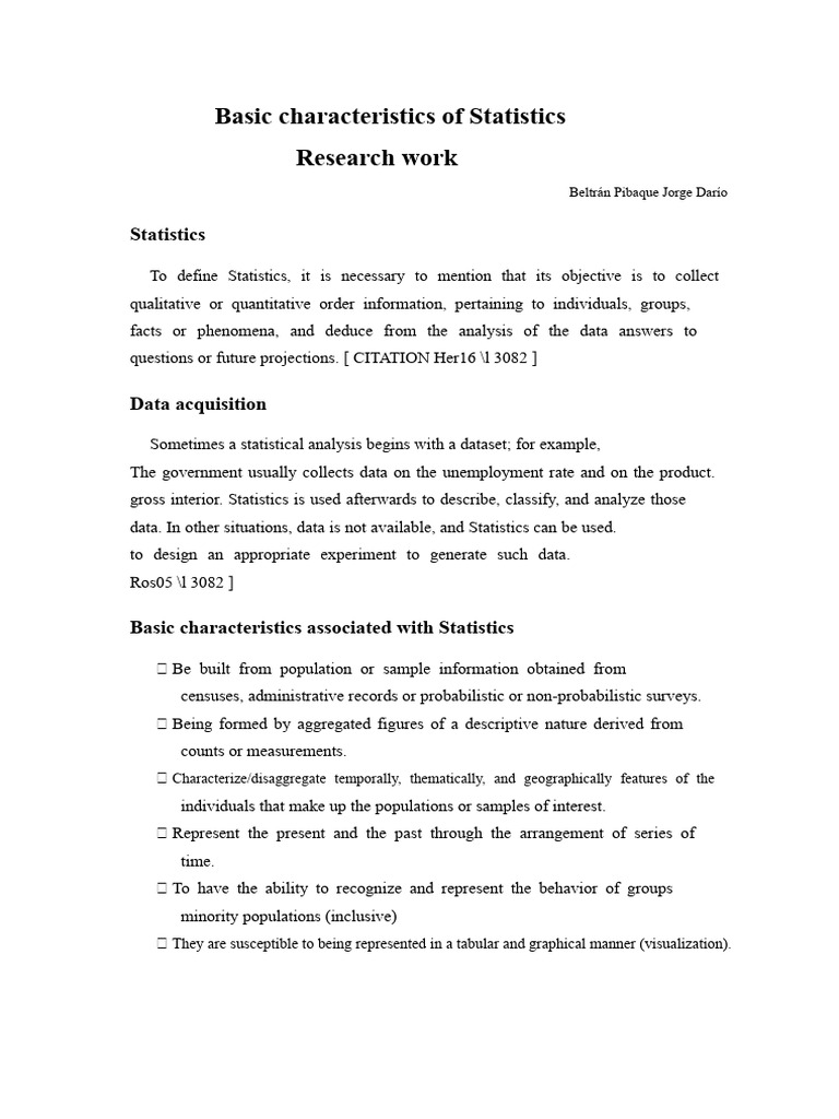 Key Characteristics of Statistics | PDF | Statistics | Data